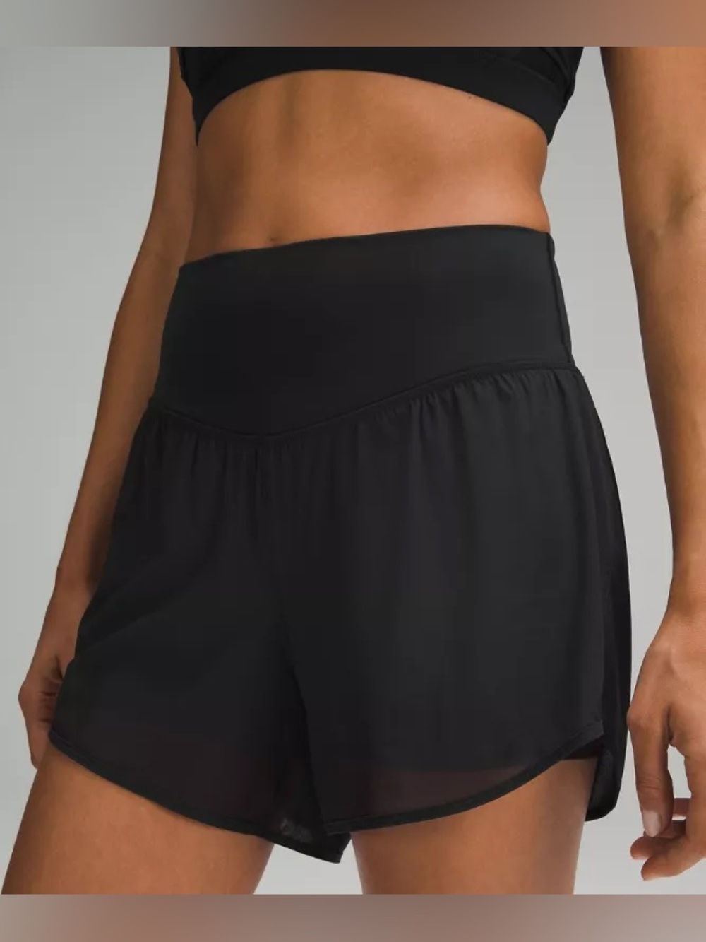 🆕🖤 Lululemon Nulu and Mesh High Rise Yoga Studio Shorts 3.5” - Black